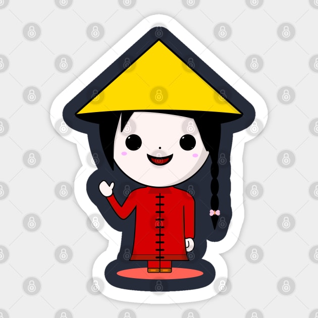 Cute Chinese Girl Kawaii style Sticker by All About Nerds